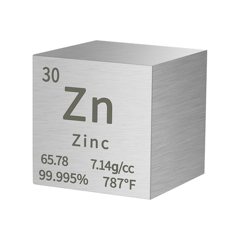 Zinc Cube Metal Density Cubes, Pure High Density Element Cube for Element Collections and Lab Experiment
