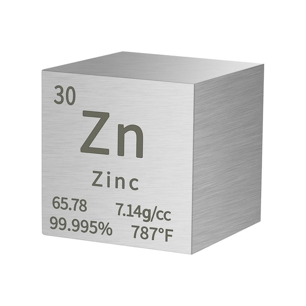 Zinc Cube Metal Density Cubes, Pure High Density Element Cube for Element Collections and Lab Experiment