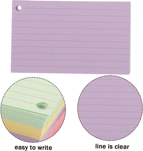 4sets TEHAUX Pre-hole Punched Flash Cards Binder Loose-leaf for Studying Organizing Ideas and Daily Use Blank Cards