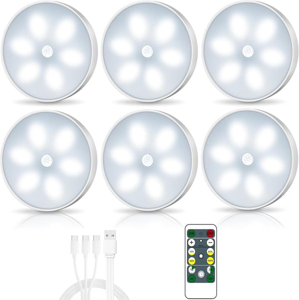 LED Closet Lights Wireless Motion Sensor Puck Light, Newest Version USB Rechargeable