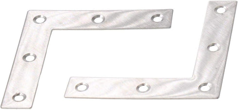 10 Pack (80x80mm) Stainless Steel L Shape Flat Corner Brace Bracket for Wood, Metal Fixing Joining Support Brace