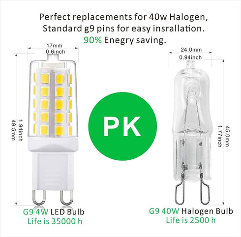 G9 led Bulb Dimmable 4W Natural Daylight White 4000K,Equivalent to 40W Halogen Light, 450Lm 120V AC CRI> 85,No Strobe, Ceramic Bi Pin Base, G9 Bulb,5 Pack by AIPLAMP