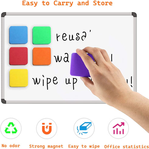 AWOWZ 48 Pack Mini Magnetic Whiteboard Dry Erasers - Bulk for Home, Office, Classroom Supplies (8 Color)
