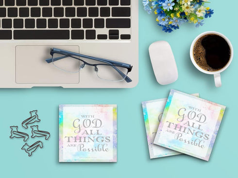Sticky Notes 12 Pack 3"x3" 50 Sheet Count Per Pad, with God All Things are Possible Matthew 19:26, Cute Funny Memo Note Pads Stationery Journal Planner Paper