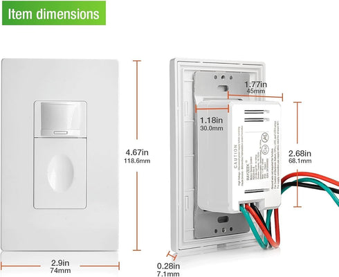 RAYZEEK Needed,5A,Single Motion Sensor Light Switch, No Neutral Wire Required, No Ground Wire Pole