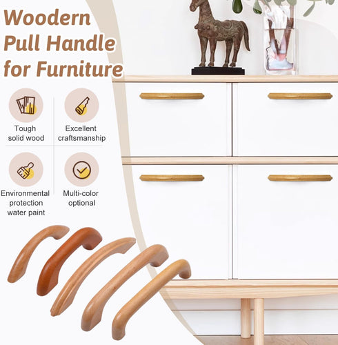 MroMax Wood Pull Knobs 10Pcs - 96mm Hole Distance, 125mm Length Cabinet Handles for Dresser Drawer