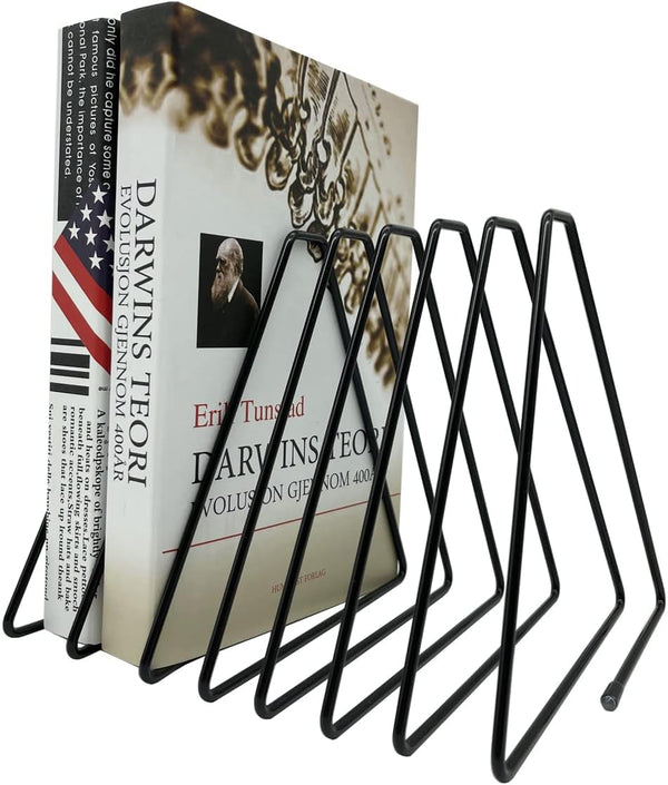 Book Organizer Magazine Holder, Desktop File Sorter, Bookshelf Bookends, Telescopic Bookend 7 Section (Black)