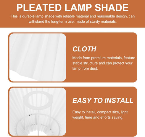 E27 9.84X9.84X6.29In Pleated Lamp Shade Chandelier Shade for Floor Lamp Light Cover Softens Light Eye Protection Home