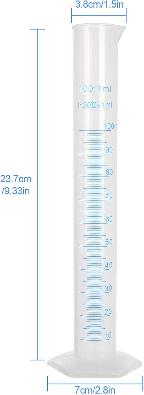 LANIAKEA Plastic Graduated Cylinder 100ml, 10 Pack Plastic Transparent Graduated Cylinder 2-Sided Measuring Lines Science Measuring Test Tube Flask for Lab Household by LANIAKEA