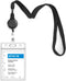 Cruise Flat Lanyard with Retractable Badge Reel & Heavy Duty Clear Vertical ID Card Holder (Black, 3 Pack)
