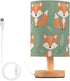 Bseiialft Fox Leaves Green Bedside Table Lamp Nightstand Lamp with Wood Base Night