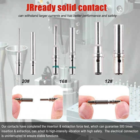 JRready ST6260 DTM Series Connector Kit, 40 PCS Male & 40 PCS Female Closed Barrel Terminals for Deutsch 22-20 AWG