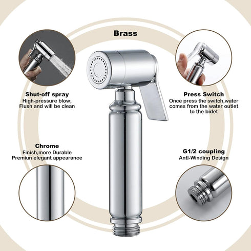 IJPDXOLBQ HandheldSprayer Brass Chrome Baby Cloth Diaper Sprayer Portable Hand Held ToiletSprayer Head, for Feminine