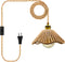 FEYAIM Plug in Pendant Light, E26/E27 Socket Hanging Lights, Hand Woven Hemp Rope