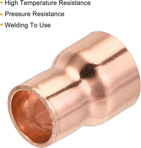 MECCANIXITY Reducing Copper Coupling Fitting, 1/2 x 3/8 Inch ID for HVAC Refrigeration Adapter, Pack of 2