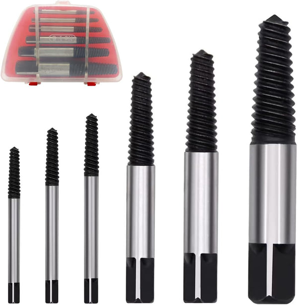 6PCs Damaged Screw Extractor Kits, Chrome-vanadium Steel Stripped Screw Extractor Broken Bolt Remover