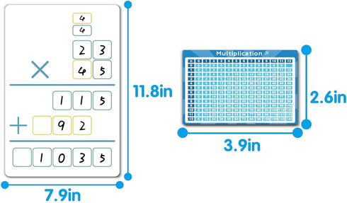Set of Dry Erase Multiplication and Division Practice Boards, 8" x 12" for Kids, Classroom, Home
