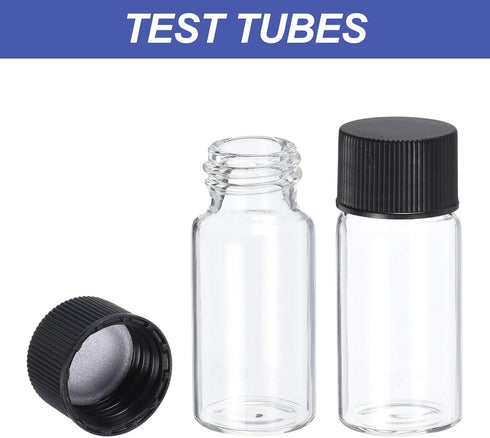 PATIKIL 50 Pack Clear Glass Vials 10ml, Sample Vials with Screw Cap, Leak-Proof Liquid Sample Bottle for Lab