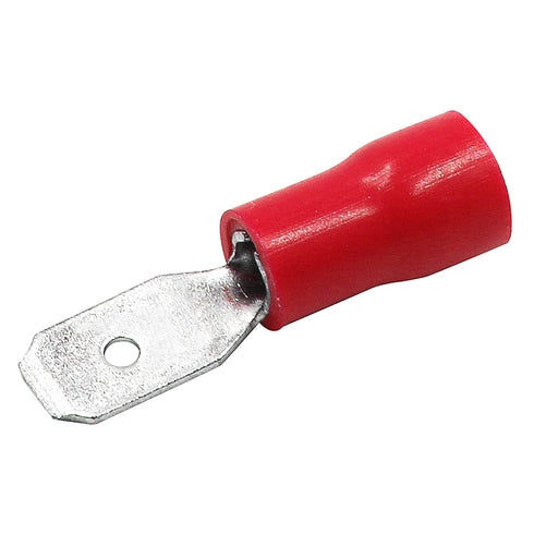 Baomain 0.187" Female & Male Spade Connectors, 22-16 AWG Fully Insulated Crimp Terminals, Red (200-Pack)
