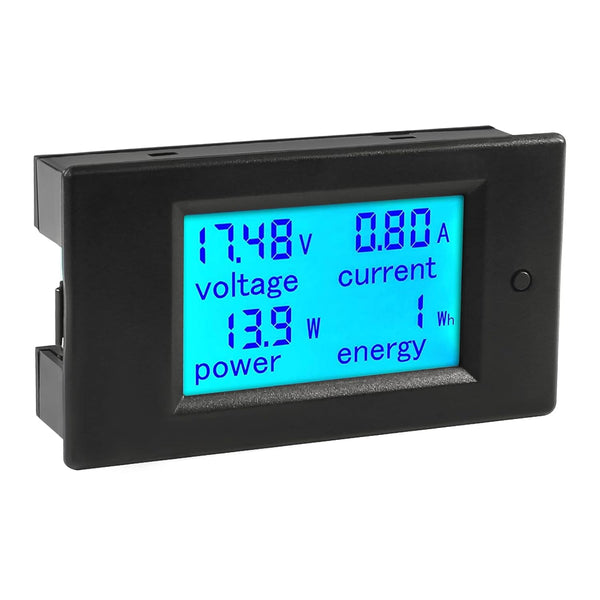 DC Current Voltage Meter with LCD Display, Digital Power Energy Meter DC 6.5-100V 0-20A (with Built-in Shunt)