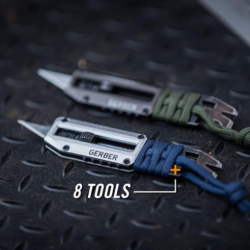 Gerber Gear Prybrid X Utility Knife with Pry Bar, Multi-Tool Pocket Razor Knife with Paracord, Urban Blue