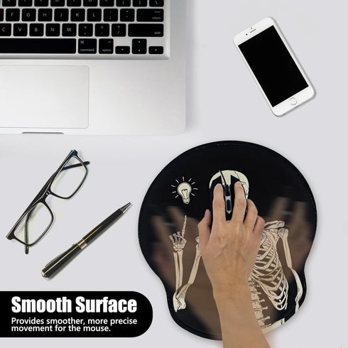 Ergonomic Mouse Pad with Wrist Rest Support, Gothic Skull Skeleton Black Small Mousepad for Desk Accessories