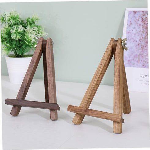 Lurrose Wooden Tripod Display Stand, 1pc Tabletop Phone Holder, Wooden Plate Easel, Mobile Phone Rack