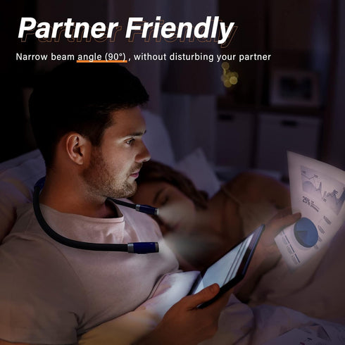 3 Vekkia Rechargeable LED Neck Reading Light, Book Lights for Reading in Bed, Brightness Levels, Flexible Soft Silicone