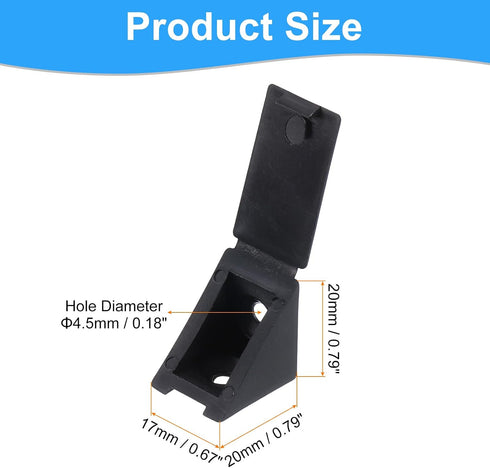 100 90 20x17x20mm uxcell Pcs Degree Plastic Corner Braces, Shelf Right Angle Brackets with Screws for Cabinets