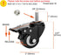 2" Stem Caster Wheels with Safety Dual Locking 600Lbs Heavy Duty Threaded Stem Casters No Noise Swivel Castors with Brakes 3/8"- 16 x 1" (Set of 4)