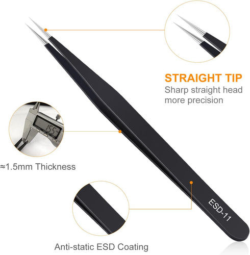 9PCS Precision Tweezers Set, Upgraded Anti-Static Stainless Steel for Laboratory Work and Jewelry-Making