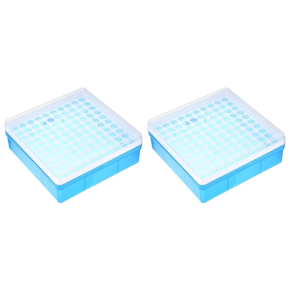 YOKIVE 2Pcs Polypropylene Test Tube Rack Holder, 1.5ml, 2ml Lab Test Tube, Blue, 100-Sockets
