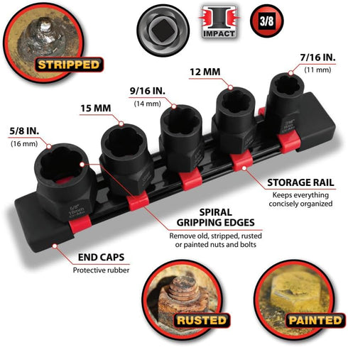Performance Tool W38922 5 pc. Bolt Extractor Add-on Set