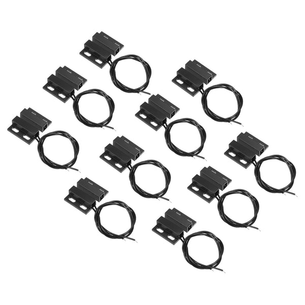 PATIKIL 10 Pack NC Wired Magnetic Reed Switch, Surface-Mounted Contact Switch for Door Window, Black