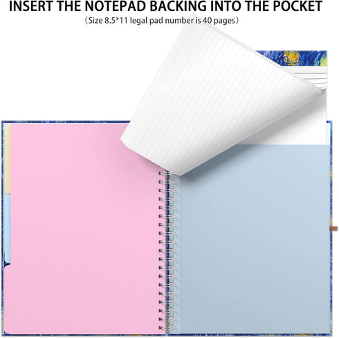 Rimilak Spiral Clipboard Folio with Refillable Lined Notepad, 14.5 x 9.8 Inch, Starry Sky Design