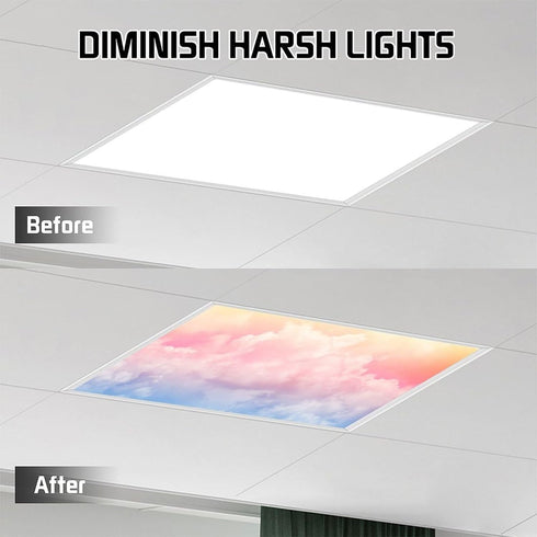 Sunnyhut 2 Pack School,4 2 Fluorescent Light Cover for Ceiling Light - Colorful Clouds Magnetic Light Covers Classroom