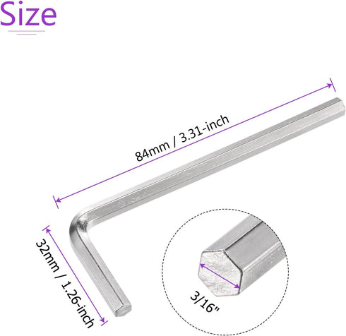 DMiotech 2 Pack 3/16" Hex Key Wrench, L Shaped Long Arm CR-V for 3D Printer Kits Repair