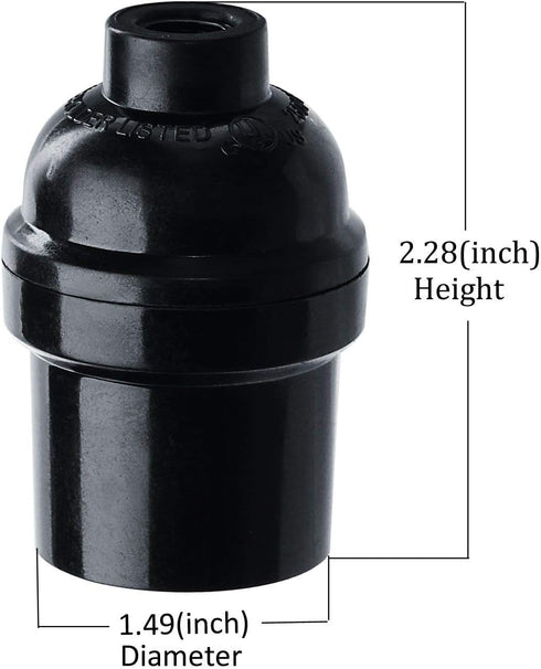 E26 E27 Socket,16-Pack E26 E27 250W 200 Light Black Edison Retro Pendant lamp Holder, Plastic Standard Screw-in Socket