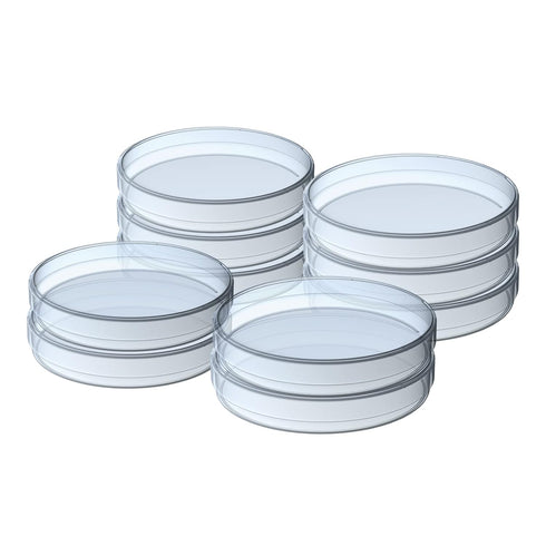 10 Pack Sterile Thick Plastic Petri Dishes with Lid, 90mm Dia x 15mm Deep Clear for Lab Science Experiment