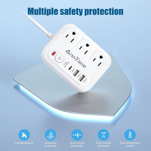 European Travel Plug Adapter with 4FT Extension Cord, US to European International Plug Adapter for Travel