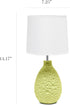 LT1193-GRN 14.17" Simple Designs Refined and Textured Oval Stucco Ceramic Table Lamp, for Living Room, Bedroom, Office