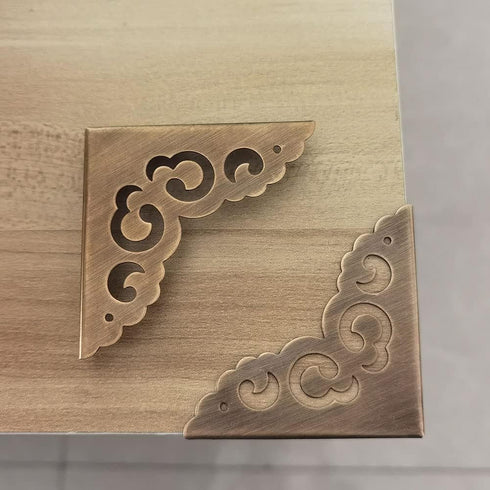 Corner Protector Edge, 4 Pcs Antique Metal Decorative Box Bumpers for Cabinet Jewelry Box Furniture Hardware