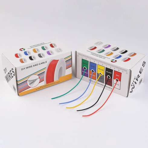 20 Gauge Wire Stranded Electrical Wire Kit, 20 AWG Flexible Silicone Tinned Copper Wires, 5 Colors 19.6ft Each