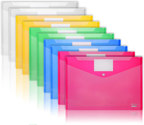 Mr. Pen Plastic Envelopes, 10 Pack A4 Letter Size with Snap Closure