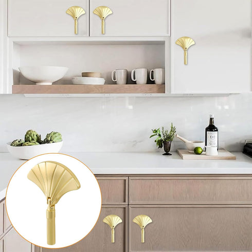 2pcs Closets MOROBOR Ginkgo Leaf Shape Knob Handles, Golden Creative Pull Hardware Furniture Knob Handles Drawer