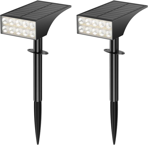 IPEROT Solar Lights Outdoor Waterproof Ip68,2pack 4 Lighting Modes Solar Spot Lights Outdoor