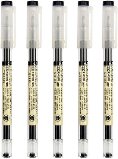 sencoo 5 Pack Gel Ink Black Pen Liquid 0.35mm Ultra Fine Ballpoint Pen for Office and School Stationery