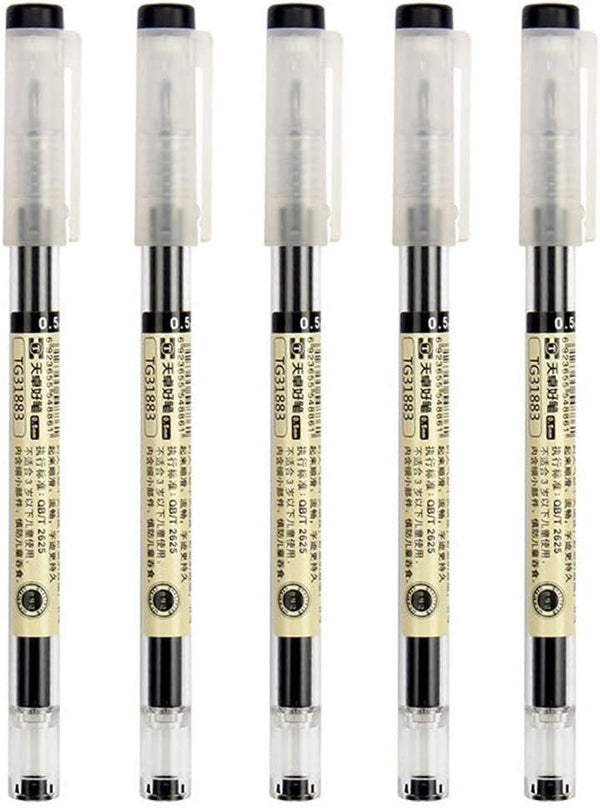 sencoo 5 Pack Gel Ink Black Pen Liquid 0.35mm Ultra Fine Ballpoint Pen for Office and School Stationery