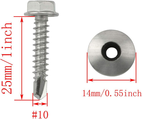 20 Pcs #10 x 1 Inch Metal Roofing Screws, Galvanized Hex Head Sheet Metal Roof Screw for Corrugated Roofing