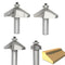 4pcs 60 Degree Chamfer Bit Set,1/2" Shank,3/16",5/8",3/4" and 7/8" Cutting Depth, Horse